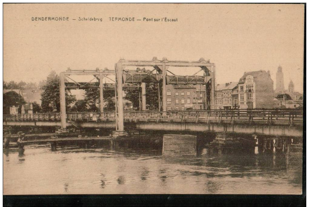 Carte Sépia DENDERMONDE.  Scheldebrug  TERMONDE.  Pont Sur L'Escaut - Dendermonde