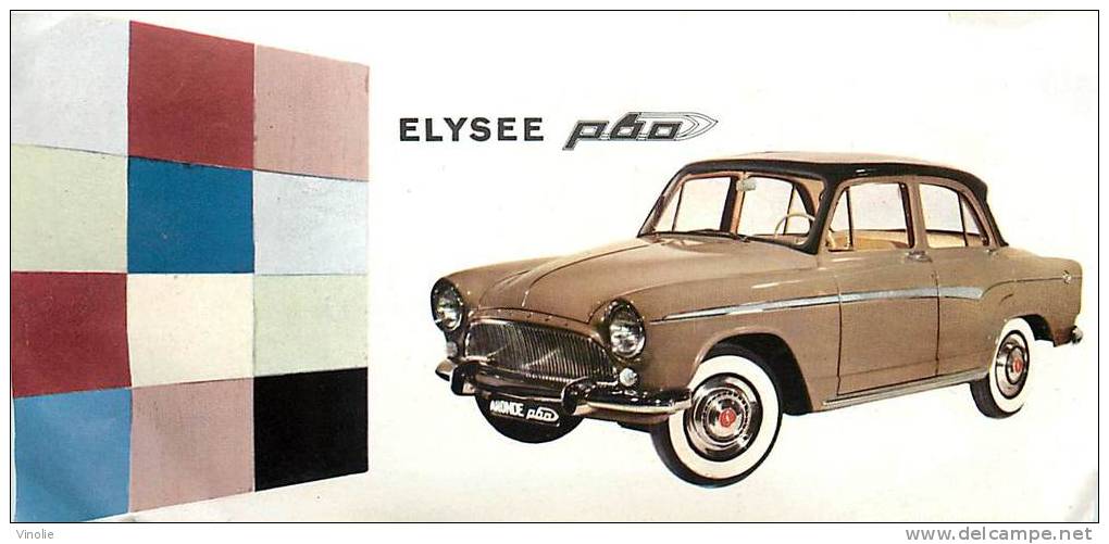 : Réf :GR-12-0133  : Papier Publicitaire Automobile Elysée P 60 - Voitures