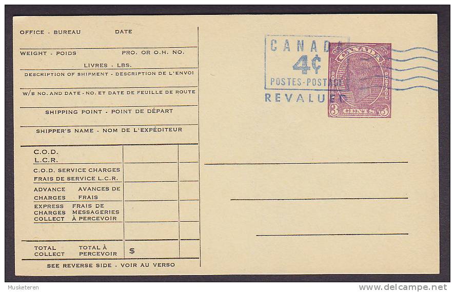 Canada Postal Stationery Ganzsache Entier PRIVATE Print CANADIAN NATIONAL EXPRESS King George VI. 4c. REVALUED Card - 1903-1954 Könige