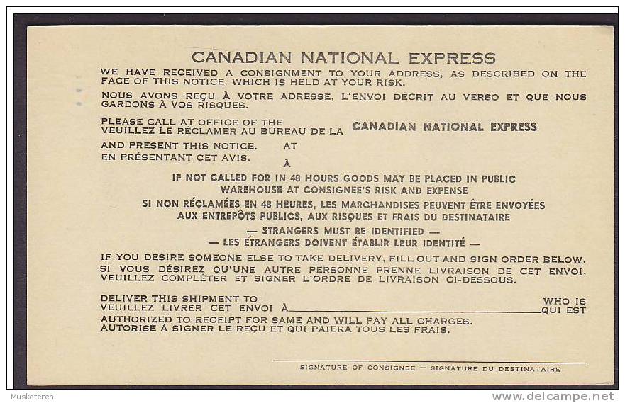 Canada Postal Stationery Ganzsache Entier PRIVATE Print CANADIAN NATIONAL EXPRESS King George VI. 4c. REVALUED Card - 1903-1954 Könige