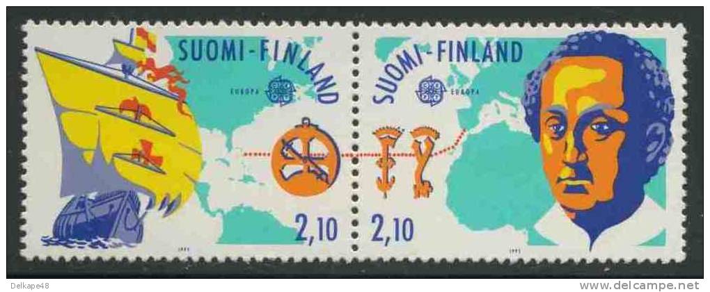 Finland Suomi 1992 Mi 1175 /6 YT 1141 /2 ** “Santa Maria” And Route Map + Route Map And Columbus - Christoffel Columbus