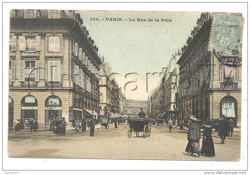 Paris 2ème Arr (75) :Rue De La Paix Avec Boutiques Et Attelage En 1906 (animée). - Arrondissement: 02