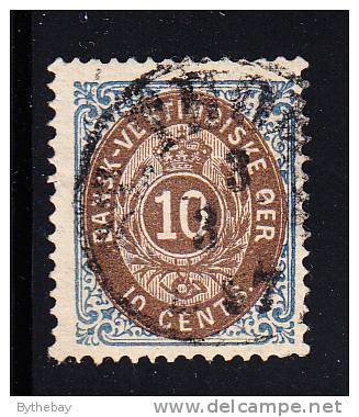 Danish West Indies Used Scott #10a 10c Numeral Dark Blue - Danimarca (Antille)