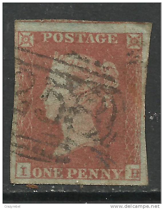 GB 1841 QV 1d PENNY RED IMPERF BLUED  (I & H) USED STAMP WMK 2 PMK 258.(E804) - Oblitérés