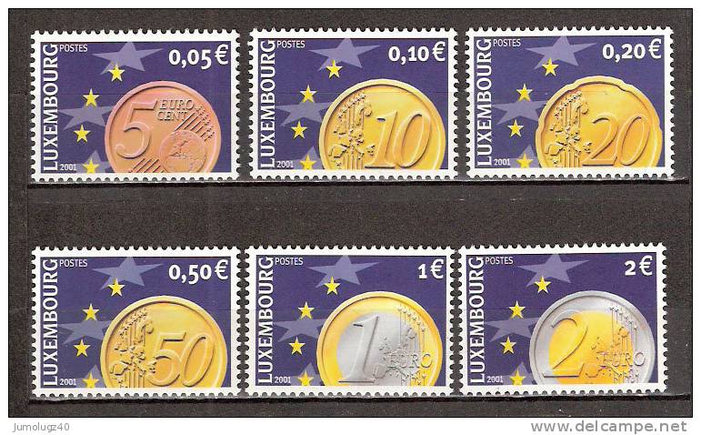 Timbre Luxmbourg Y&T N°1497 à 1502 (1) **. Série De 6 Timbres Représentant 6 Pièces D´Euro.  Cote 11.50 € - Neufs