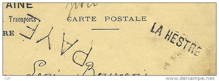 Kaart Met Naamstempel LA HESTRE Met Stempel PAYE - Fortune Cancels (1919)