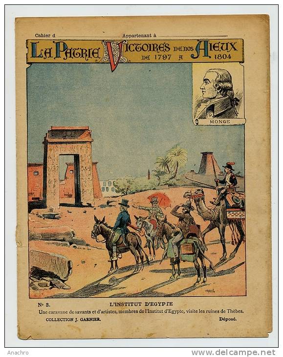 Couverture Protège Cahier L'INSTITUT D'EGYPTE La Patrie Victoires De Nos Aïeux 1797-1804 MONGE / Coll. J. GARNIER - Protège-cahiers