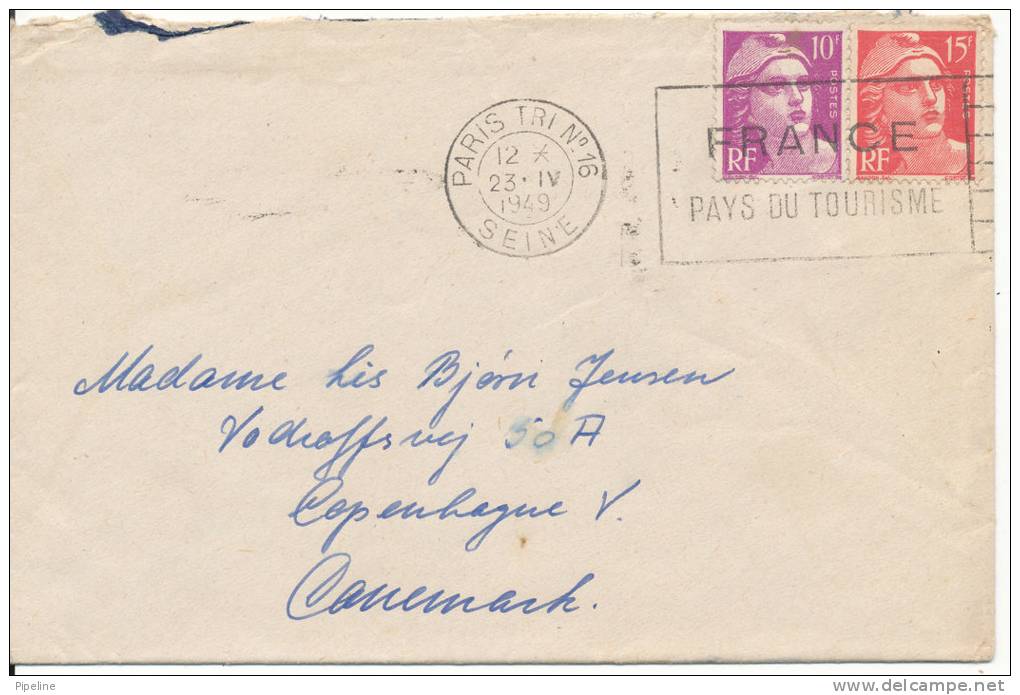 France Cover Sent To Denmark Paris 23-4-1949 - Covers & Documents