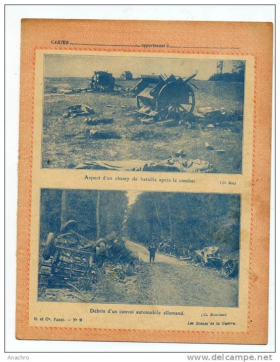 Couverture Protège Cahier SCENES De GUERRE MILITAIRE "Convoi Automobile Allemand " 1914 / Coll. HACHETTE N° 9 - Schutzumschläge