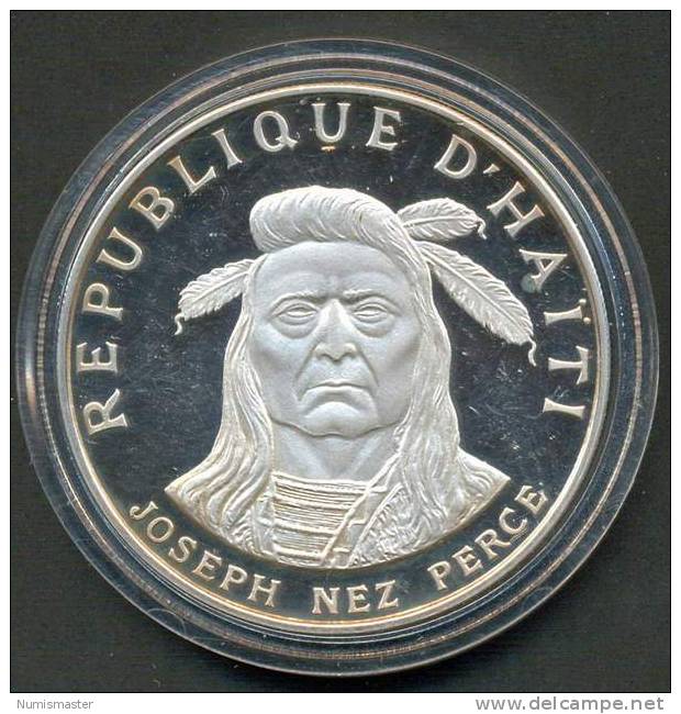 HAITI , 10 GOURDES 1971 , JOSEPH NEZ PERCE , SILVER PROOF - Haití