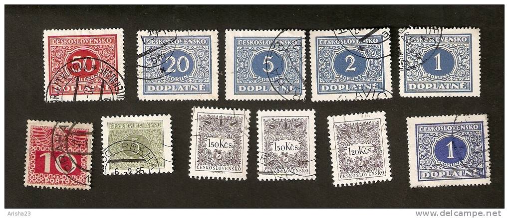 OS.11-1-2. Czechoslovakia, LOT Set Of 11 - 1928 Doplatne 1koruna 2 Koruny 5 & 20 Korun 50 Haleru 10 Porto 150 Kcs Number - Strafport