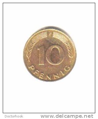 GERMANY    10  PFENNIG  1980 F  (KM # 108) - 10 Pfennig