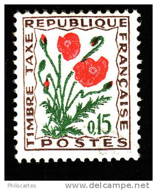 TAXE   N°  97  -    Fleurs  Des Champs   Coquelicot  15c -  NEUF* - 1960-.... Used