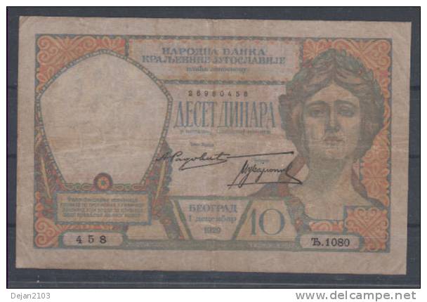 Yugoslavia Kingdom Paper Money Bill Of 10 Dinara 1929 - Jugoslavia