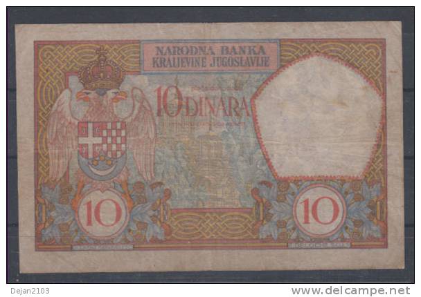 Yugoslavia Kingdom Paper Money Bill Of 10 Dinara 1929 - Jugoslavia