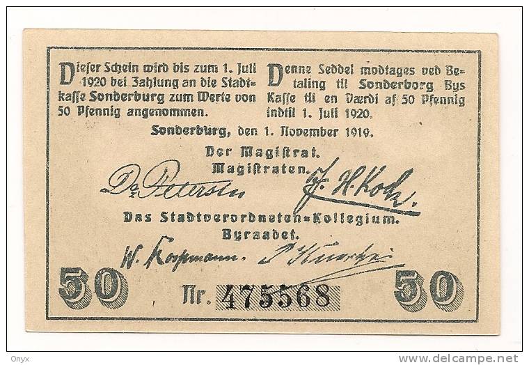 DANEMARK / DENMARK / GERMANY -  SONDERBURG / 50 PFENNIG 1920 - Danemark