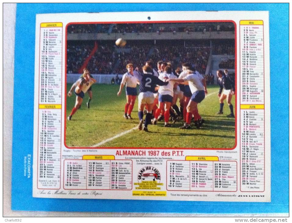 Calendrier Grand Format TOURNOI DES 5 NATIONS COUPE DU MONDE 1986 - Formato Grande : 1981-90