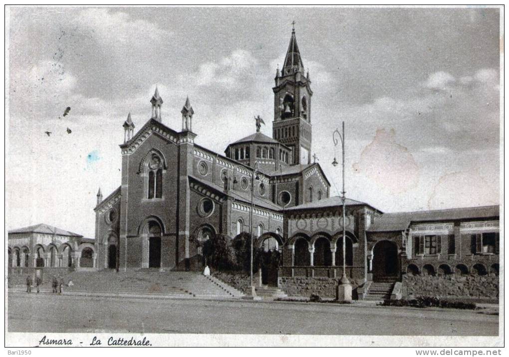 Cartolina  D´epoca        "  Asmara -  La Cattedrale  " - Guerra 1939-45