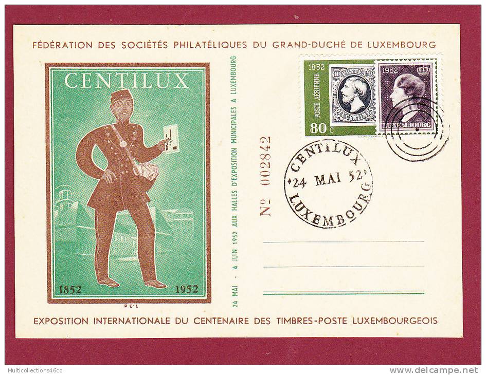 MARCOPHILIE - 070912 - LUXEMBURG - Exposition Internationale Des Timbres Postes LUXEMBOURGEOIS - CENTILUX 1952 - 1852 Wilhelm III.
