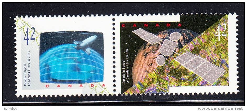Canada MNH Scott #1442a Se-tenant Pair 42cANIK E2 Satlleite, Astronauts' Achievements Hologram - Canada In Space - Neufs
