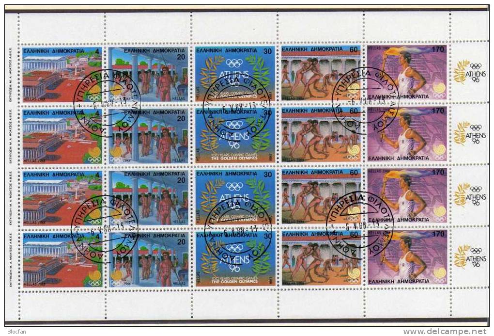 Olympiade Seoul 1988 Griechenland 1687/1KB O 104€ Architektur Zeus-Tempel Athleten Bf Sport Olympic Flam Sheet Of Hellas - Blocs-feuillets