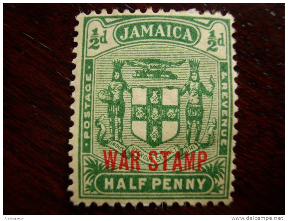 JAMAICA  1916 ARMS TYPE ´WAR STAMP´ OVERPRINT NO STOP After STAMP Variety MINT/HINGE. - Jamaica (...-1961)