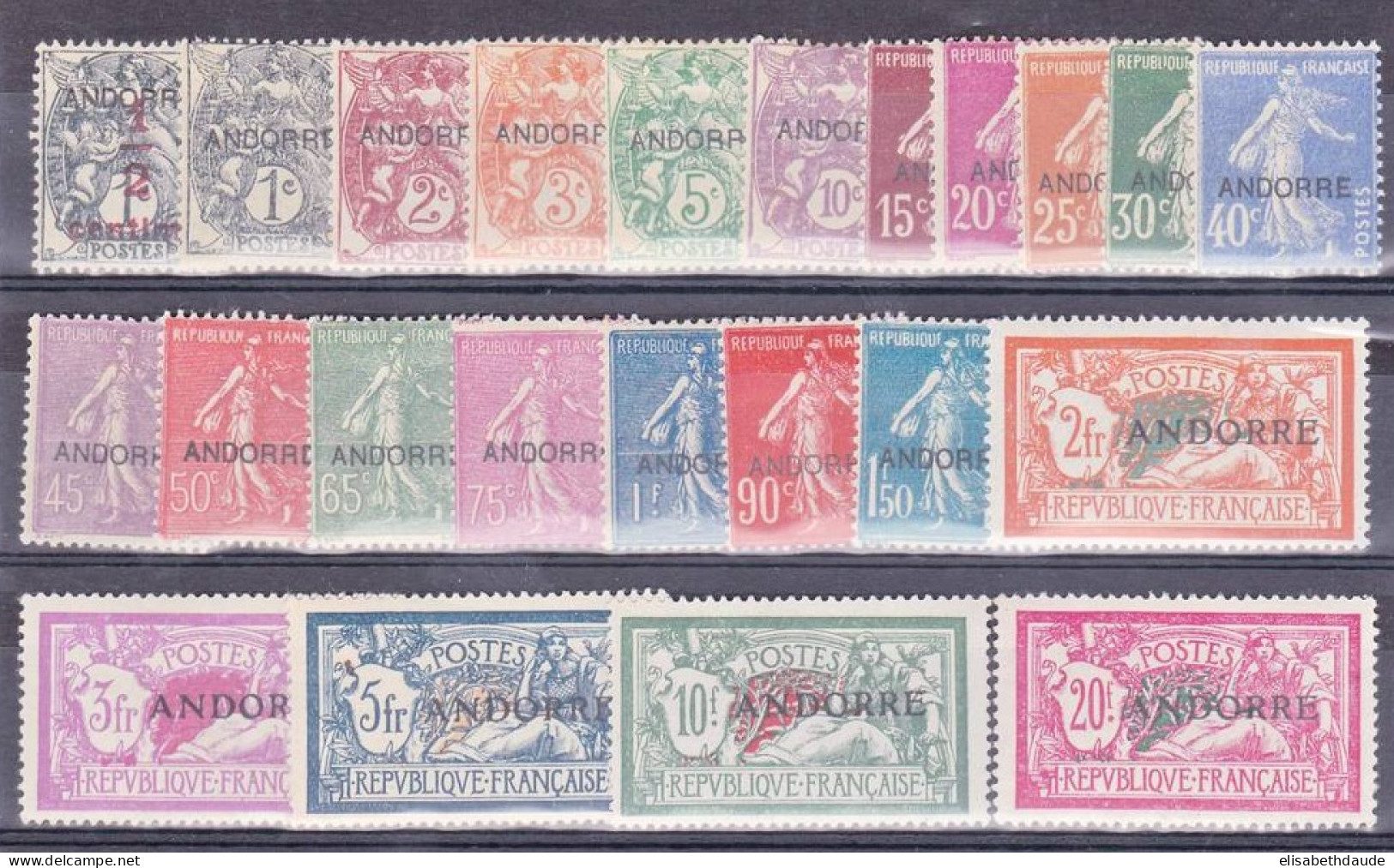 ANDORRE - YVERT N°1/23 * MLH CHARNIERE LEGERE - COTE = 1375 EUR. - Unused Stamps