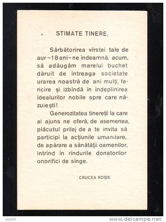 RED CROSS SOCIETY, CARD, UNUSED, ROMANIA - Red Cross