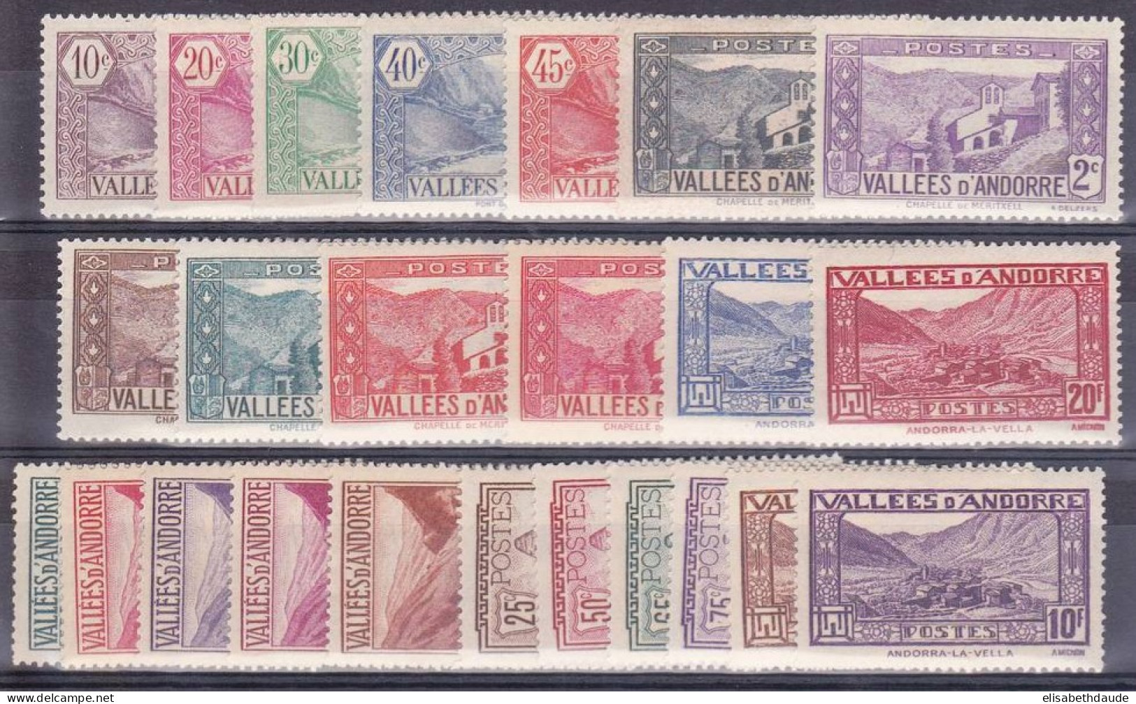 ANDORRE - YVERT N°24/45 * MH CHARNIERE  - COTE = 450 EUR. - Unused Stamps