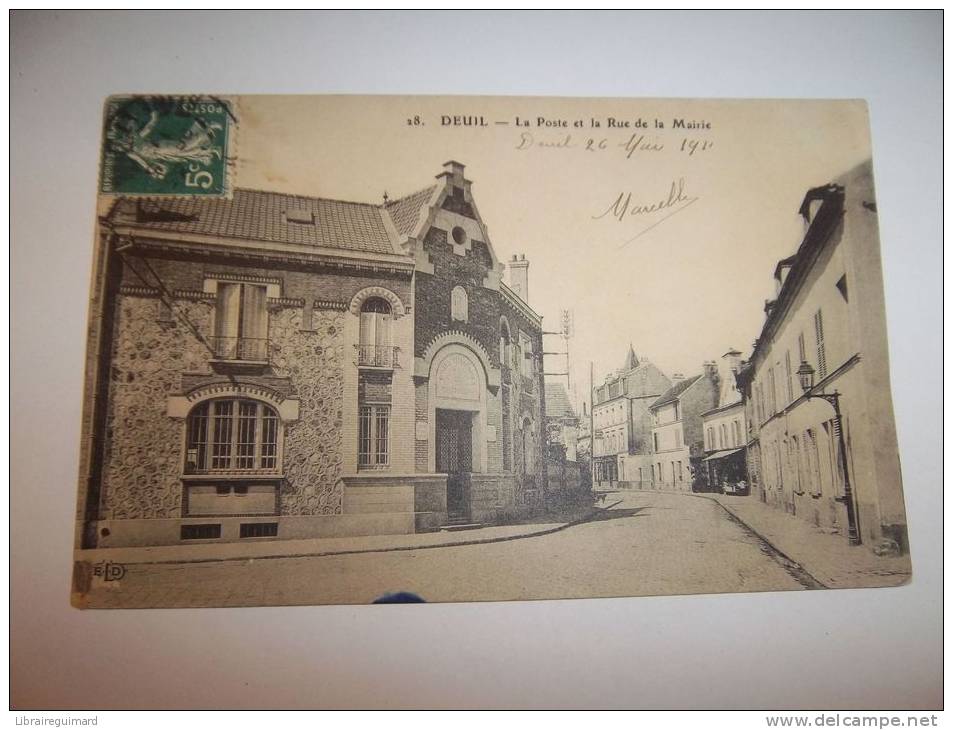 2jfr - CPA  N° 28 - DEUIL - La Poste Et La Rue De La Mairie - [95] Val D´Oise - Deuil La Barre