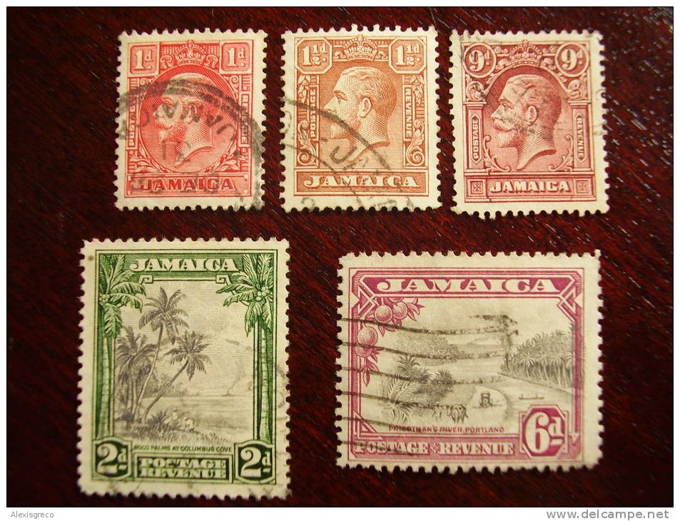 JAMAICA  1929-1932 FIVE STAMPS From Two Issues USED. - Jamaica (...-1961)