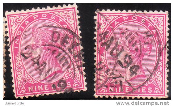 India 1882-87 Queen Victoria 9p Used - 1858-79 Compagnie Des Indes & Gouvernement De La Reine