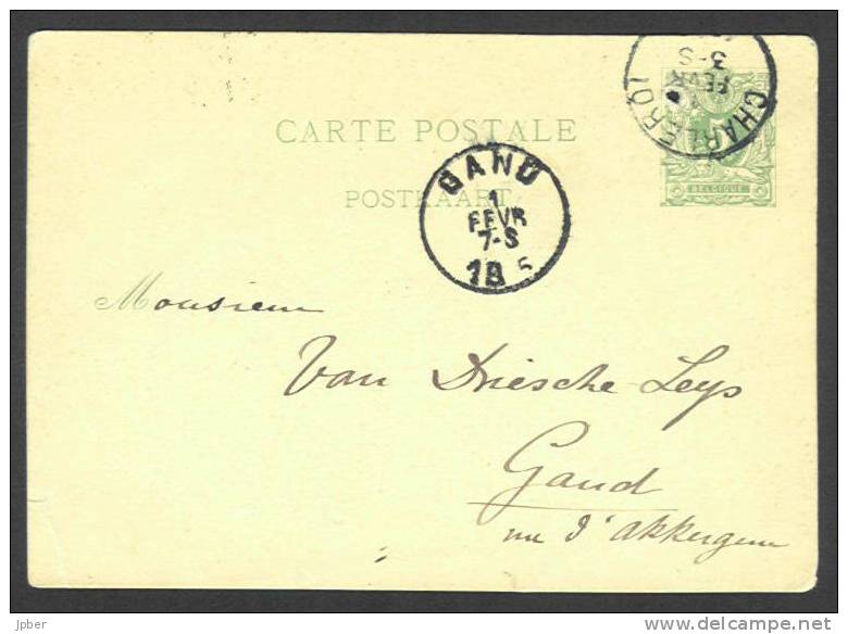 (J481) Belgique - Carte-correspondance à 5c (émission Lion Couché) De Charleroi à Gand Du 1/2/1885 - Postcards 1871-1909