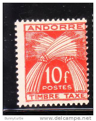 Andorra French Admin 1946-53 Postage Due Stamps Wheat 10fr MLH - Neufs