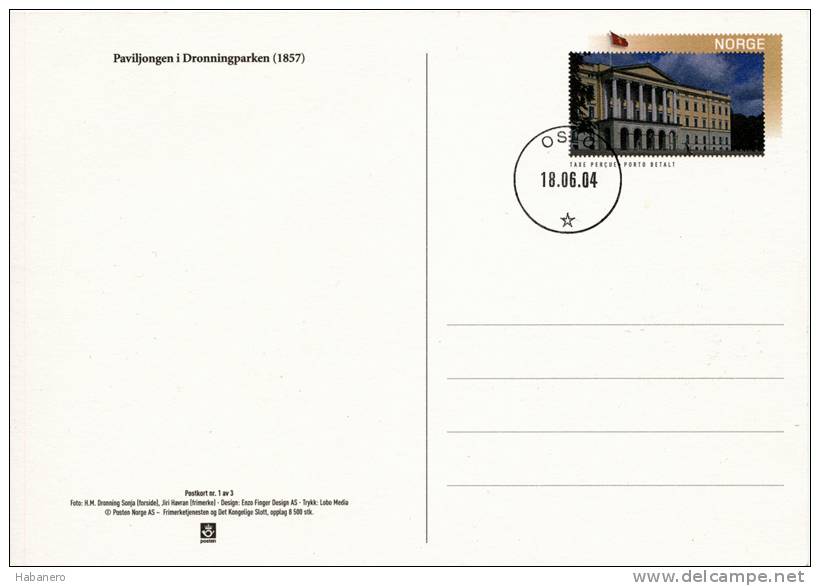 NORWAY - 2004 - PAVILION IN QUEENSPARK - ONLY 8500 ISSUED - POSTAL CARD - PHOTOGRAPHY BY QUEEN SONJA - Postal Stationery