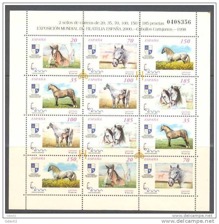 ESMP62-L1681TTSC.Spain.Es Pagne.Exposicion Mundial De Filatelia.Caballos.1998.( Ed. MP 62**) Sin Charnela.LUJO - Autres & Non Classés