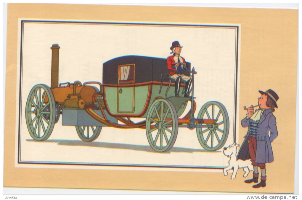 Coll. Du Chèque Tintin, Voir Et Savoir, Automobile Image N°5 Par Hergé, Voiture à Vapeur De Symington 1786, Milou - Sammelbilder