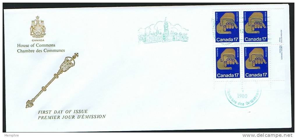 1980 Rehabilitation Congress Pl Block House Of Commons Cachet Chambre Des Communes Sc 856 - 1971-1980