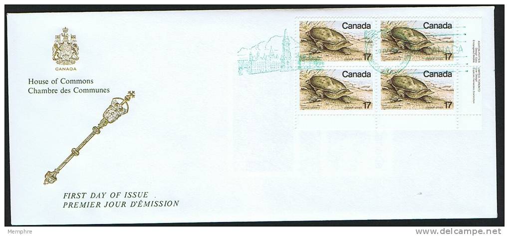 1979 IEndangered Turtle    Pl Block House Of Commons Cachet Chambre Des Communes Sc 813 - 1971-1980