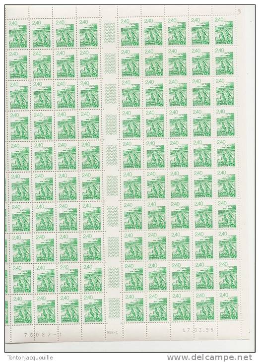 BRETAGNE - REGION FRANCAISE   ++  FEUILLE DE 100 TIMBRES A 2,40 FRANCS - Full Sheets