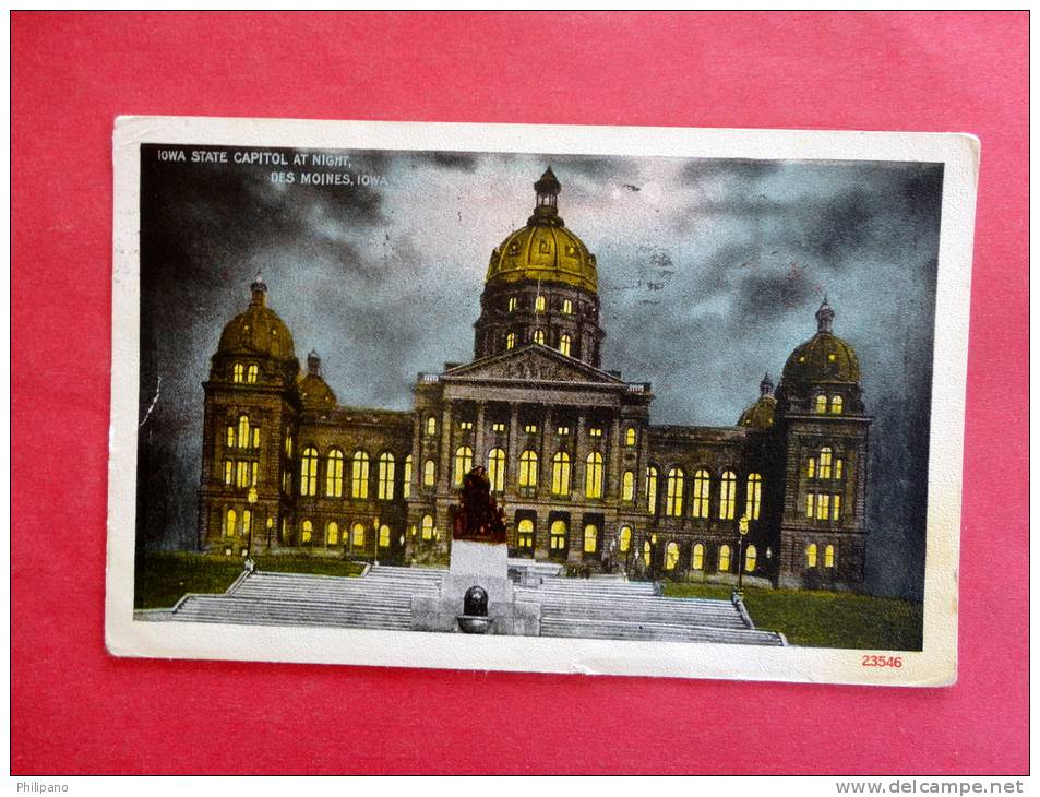 - Iowa > Des Moines   State Capitol At Night  1916 Cancel=  = Ref 664 - Des Moines
