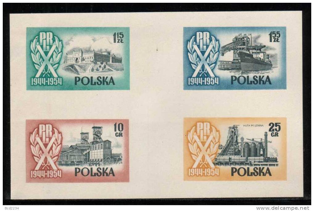 POLAND SLANIA 1954 10TH ANNIV 2ND REP FREIGHTER SOLDEK COLOUR PROOFS 1,55 ZL BY SLANIA NO GUM Ships Trains Steel Castles - Proofs & Reprints