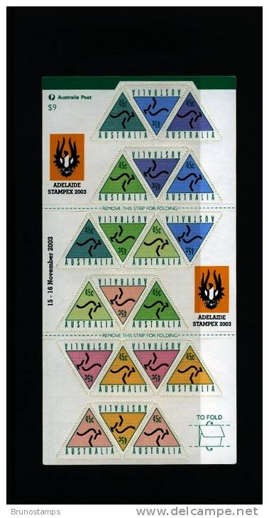 AUSTRALIA - 1994 S.ADHESIVE AUT. CASH MACHINE P. OF 20 OVPT ADELAIDE STAMPEX 2003  MINT NH - Blocks & Sheetlets