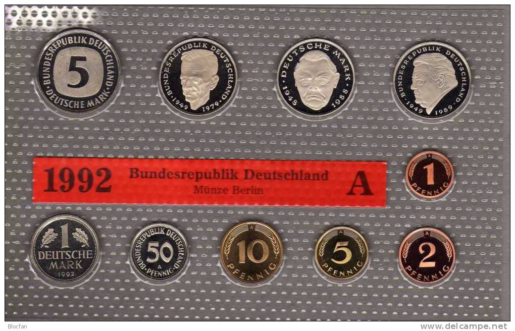 Deutschland 1992 Prägeanstalt A Stg 25€ Stempelglanz Im Kursmünzensatz Der Staatlichen Münze Berlin Set Coin Of Germany - Mint Sets & Proof Sets