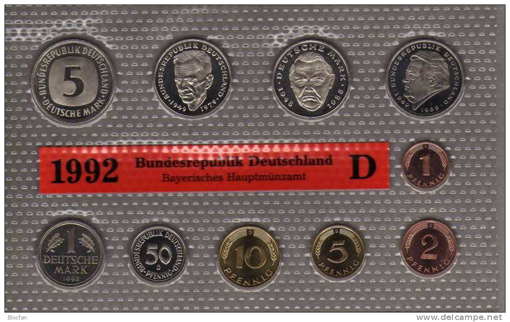 Deutschland 1992 Prägeanstalt D Stg 25€ Stempelglanz Im Kursmünzensatz Der Staatlichen Münze München Set Coin Of Germany - Münz- Und Jahressets