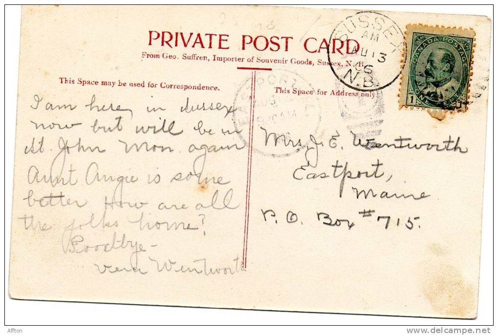 Sussex NB 1906 East End Postcard - Other & Unclassified