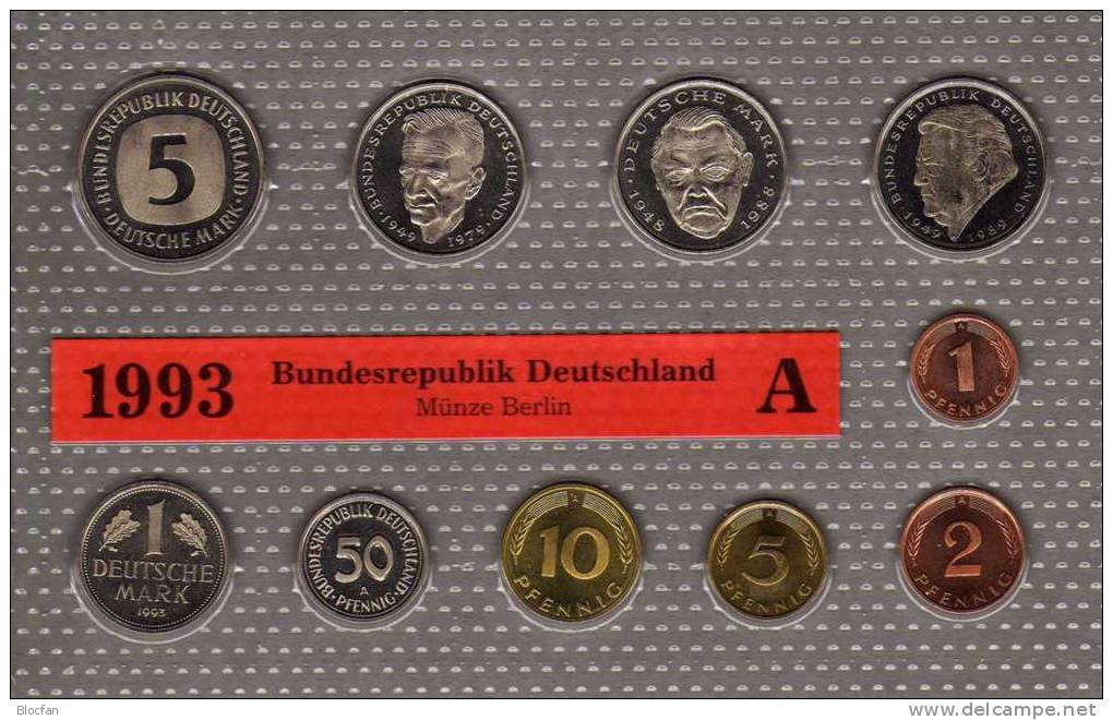 Deutschland 1993 Prägeanstalt A Stg 25€ Stempelglanz Im Kursmünzensatz Der Staatlichen Münze Berlin Set Coin Of Germany - Münz- Und Jahressets