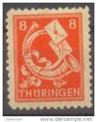 1945 Thüringen Freimarken 8 Pf Mi 96 AX U / Sc 16N5 / YT 13 Gepr. / Signed Postfrisch/neuf Sans Charniere/MNH - Neufs