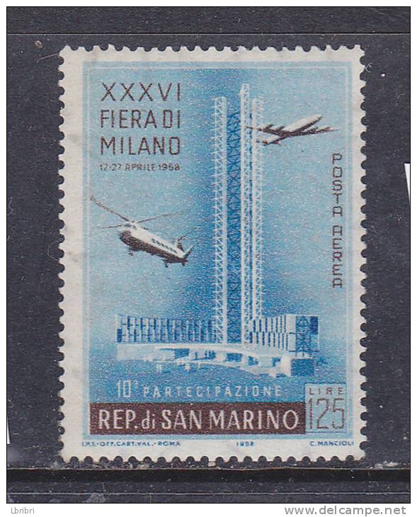 SAN MARIN N° PA 107 125L BLEU ET BRUN ROUGE FOIRE DE MILAN NEUF SANS CHARNIERE - Luftpost