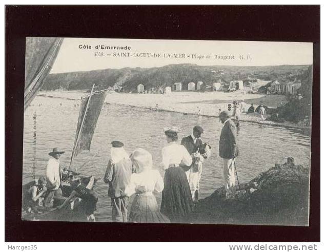 22  Saint Jacut De La Mer Plage Du Rougeret édit. G.F. N° 4558 Animée Bateau Cabines De Plage - Saint-Jacut-de-la-Mer